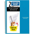 Five Star 80pg 2 Subject College Ruled Notebook 9.5"x6": Spiral,